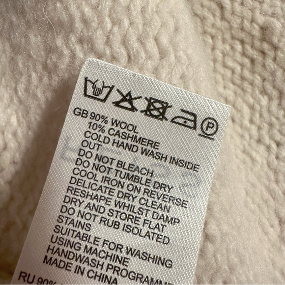 Reiss Cream Cashmere & Wool-Blend ‘Stevie’ Roll Neck Turtleneck Sweater Medium - Picture 10 of 13